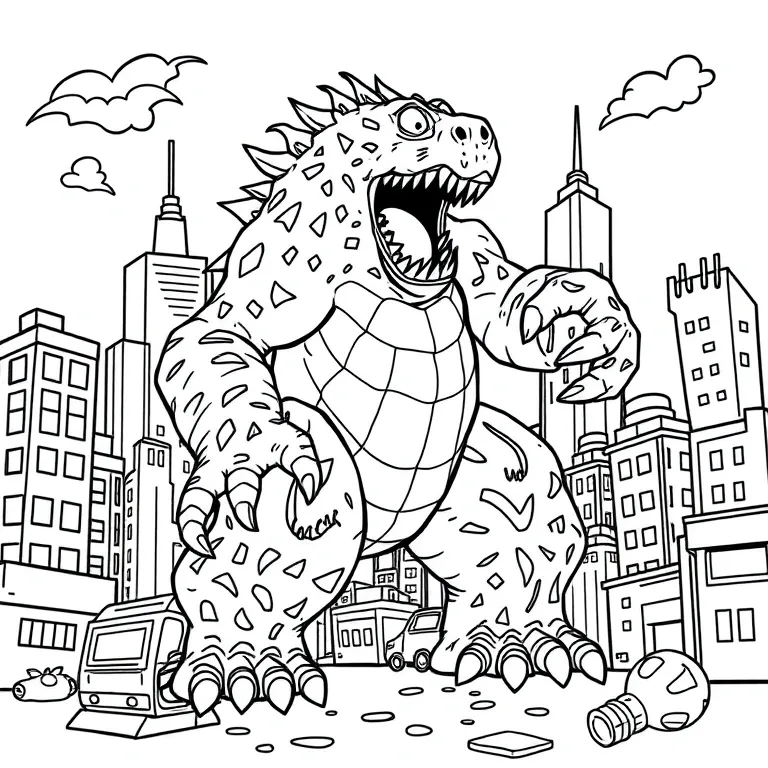 Kaiju coloring pages for kids printable free 